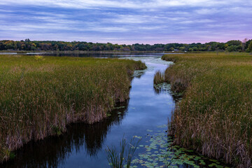Sunset at a lake in  Minneapolis