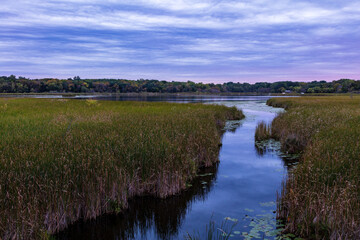 Sunset at a lake in  Minneapolis