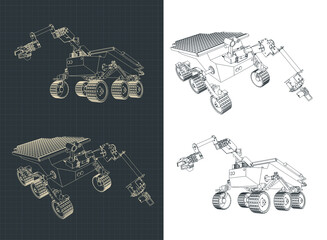 Mars rover blueprints - obrazy, fototapety, plakaty