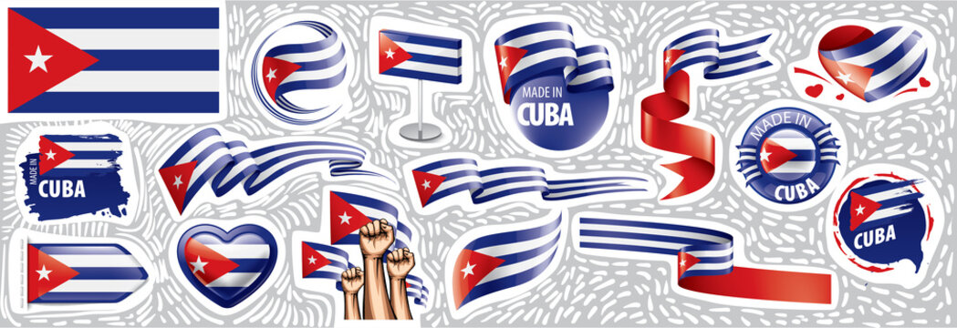 Vector set of the national flag of Cuba in various creative designs