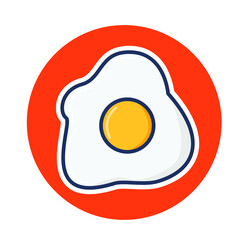 Delicious Sunny-Side Fried Egg Flat Color Vector Design for Icon, Symbol, and Logo. EPS 10 Editable Stroke