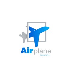 Airplane and frame square logo