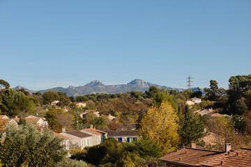 Fototapeta na wymiar view from Chateau de la Buzine on mountains, Marseille