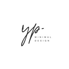 Y P YP Initial handwriting or handwritten logo for identity. Logo with signature and hand drawn style.