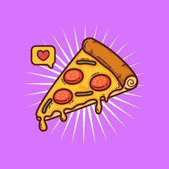 Pizza cartoon doodle vector illustration