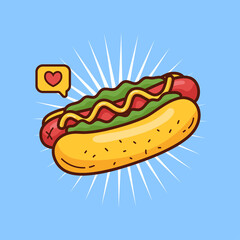 Hot dog vector doodle illustration