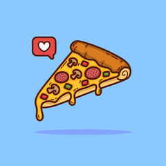 Pizza cartoon doodle vector illustration