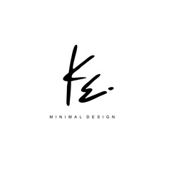 K E KE Initial handwriting or handwritten logo for identity. Logo with signature and hand drawn style.