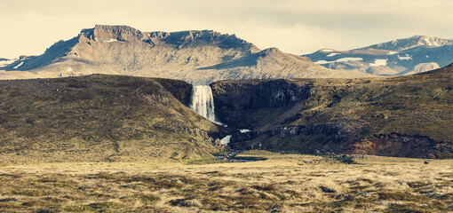 Impressive nature of Iceland. Awesome Icelandic highlands in sunny day. Amazing summer landscape...