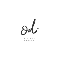 O D OD Initial handwriting or handwritten logo for identity. Logo with signature and hand drawn style.