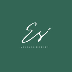 E S ES Initial handwriting or handwritten logo for identity. Logo with signature and hand drawn style.