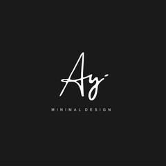 A Y AY Initial handwriting or handwritten logo for identity. Logo with signature and hand drawn style.