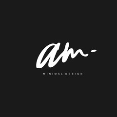 A M AM Initial handwriting or handwritten logo for identity. Logo with signature and hand drawn style.