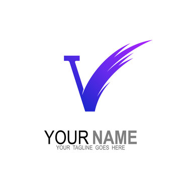 V logo, Letter V logo and swoosh icon, Fast and letter V logos