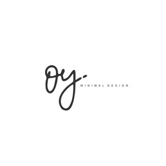 O Y OY Initial handwriting or handwritten logo for identity. Logo with signature and hand drawn style.