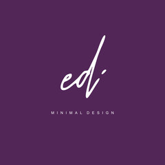 E D ED Initial handwriting or handwritten logo for identity. Logo with signature and hand drawn style.