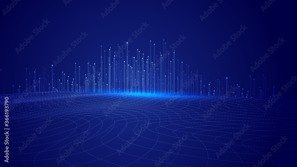 Poster abstract 3d big data visualization. futuristic infographics aesthetic design. visual information com