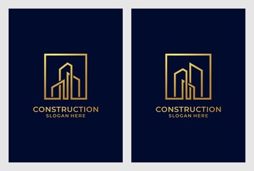 building logo design premium vector. can be used for contruction, property, investment, consulting.