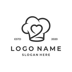chef logo concept with line love element.
