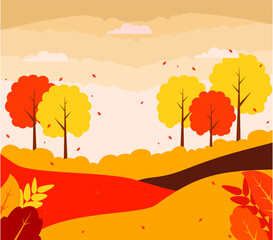 Nature Autumn flat design style