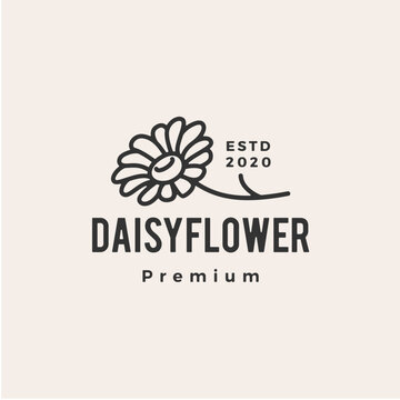 daisy flower hipster vintage logo vector icon illustration