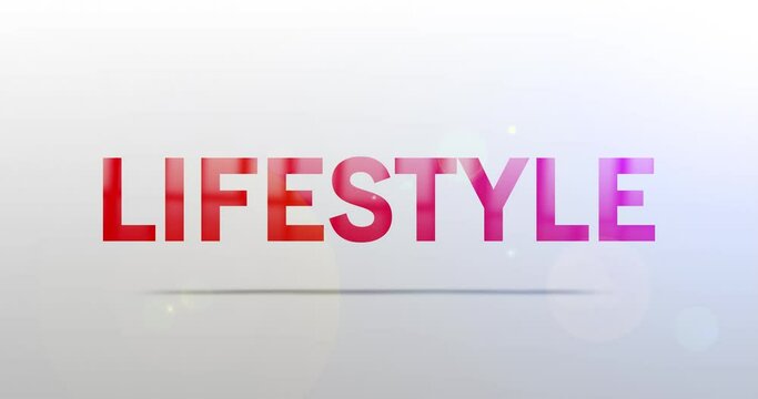 Lifestyle. Particle Logo. Text Animation. Red Logotype on white grey background. Rotation and Slide. High quality 4k footage