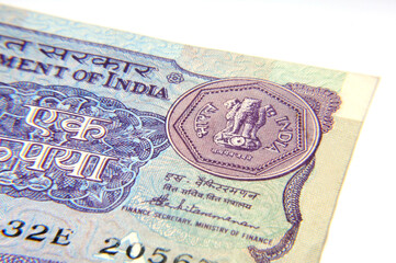 A one rupee note, Indian currency,Rupee indian currency,money concept.