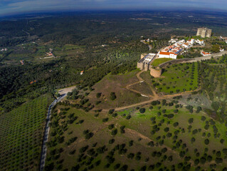 Aerial view in Evoramonte, Portugal near of Spain. Drone Photo