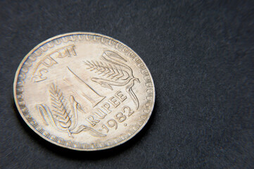 One Rupee Indian coin, Indian currency,Rupee indian currency,money concept.