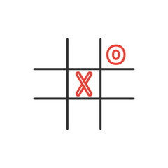 Tic tac toe icon. x o icon vector. Line red xo. Stock vector illustration isolated on white background.