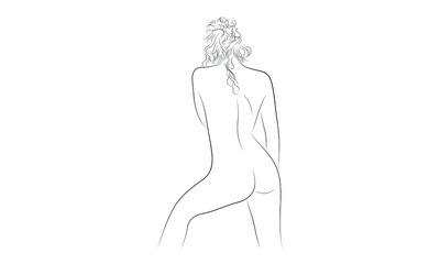 A vector illustration artwork of nude woman back art.