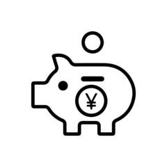 vector illusion icon of  Japanese Yen's Piggy Bank Outline