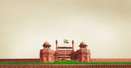 Red Fort DelhiI, India, india flag flying high, india flag background