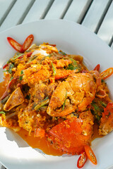 Stir Fried Crab with Curry Powder Thai food