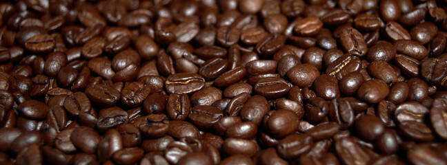 banner of coffee beans flat lay background