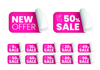 Realistic Labels with Sahdows on White Background 