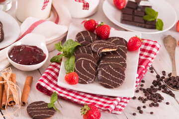 Soft cakes with strawberry.
