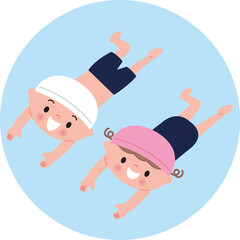 スイミング子供２人カラー