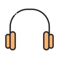 Obraz premium social media headset audio digital internet network communicate technology line and fill design icon