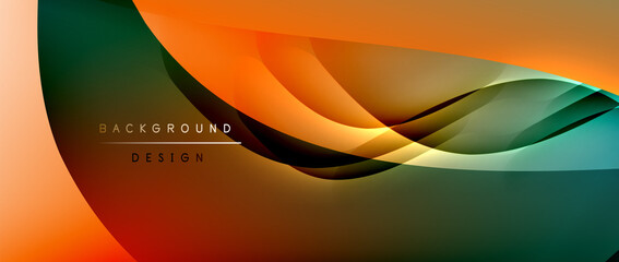 Fluid gradient waves with shadow lines and glowing light effect, modern flowing motion abstract background for cover, placards, poster, banner or flyer