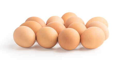 Group of chicken eggs isolated on the white background