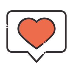 social media speech bubble like digital internet network communicate technology line and fill design icon