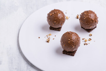 delicious chocolate cake on a white plate