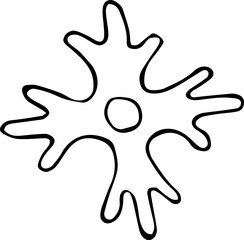 Vector illustration of a snowflake in the Doodle style. Black outline on an isolated white background. The concept of winter, seasonality, new year holidays, happy new year, merry Christmas. Can be