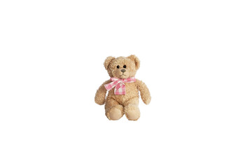 lovely brown teddy bear isolated on white background,mock up for card cerebration