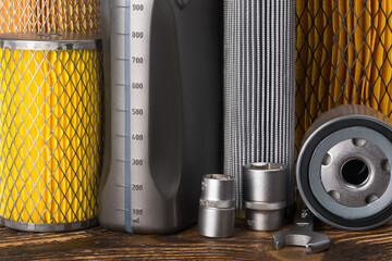 concept of tool and consumables for car maintenance, background