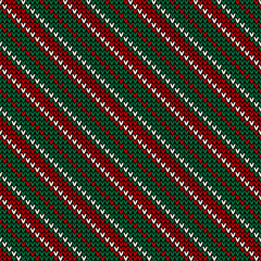 Christmas stripes pattern texture green, red, off white for winter scarf, top, hat, mittens, or other modern New Year winter holiday textile print. Knitted design.