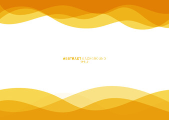 Abstract yellow line curve water wave overlapping layer on white background