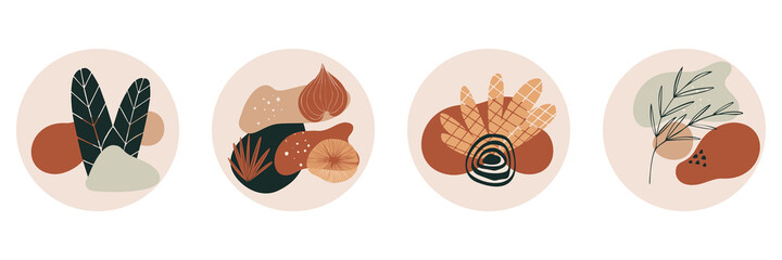 Highlights covers stories. Fashion cute set. For bloggers style frame. Nature set icons line. Lifestyle cover design.