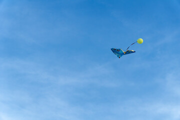 Blue kite flying in the sky